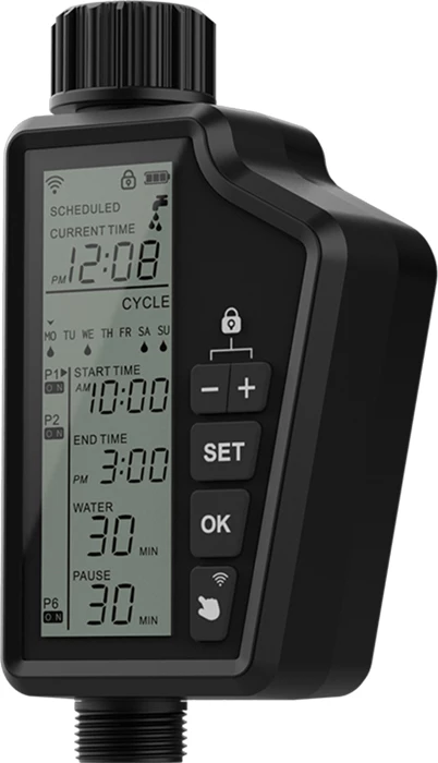 Kontrollues smart Wi‑Fi për ujitje, Avatto SWT60-EU, ekran LCD i madh, Tuya Smart Life, IP65, rrjet 2.4 GHz, dalje 3/4\"