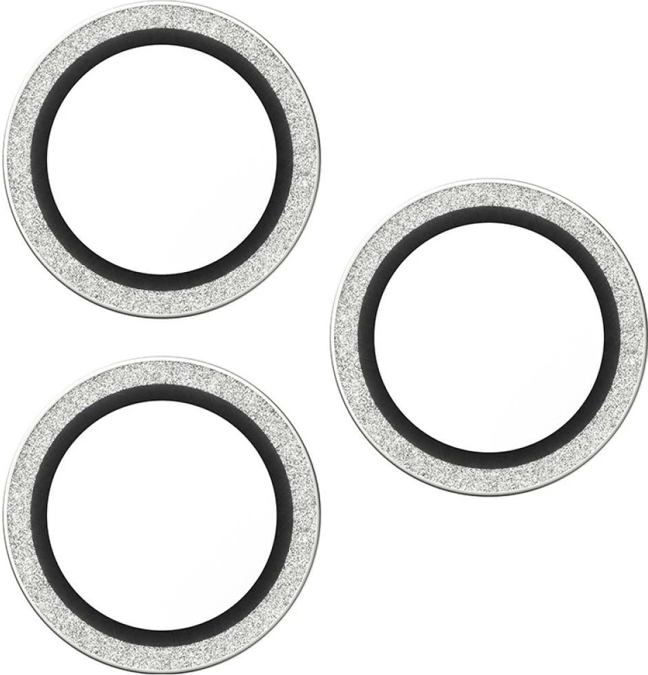 Mbështjellës PanzerGlass Hoops Glitter për kamerë iPhone 16 Pro/16 Pro Max/17 Pro/17 Pro Max, argjendtë