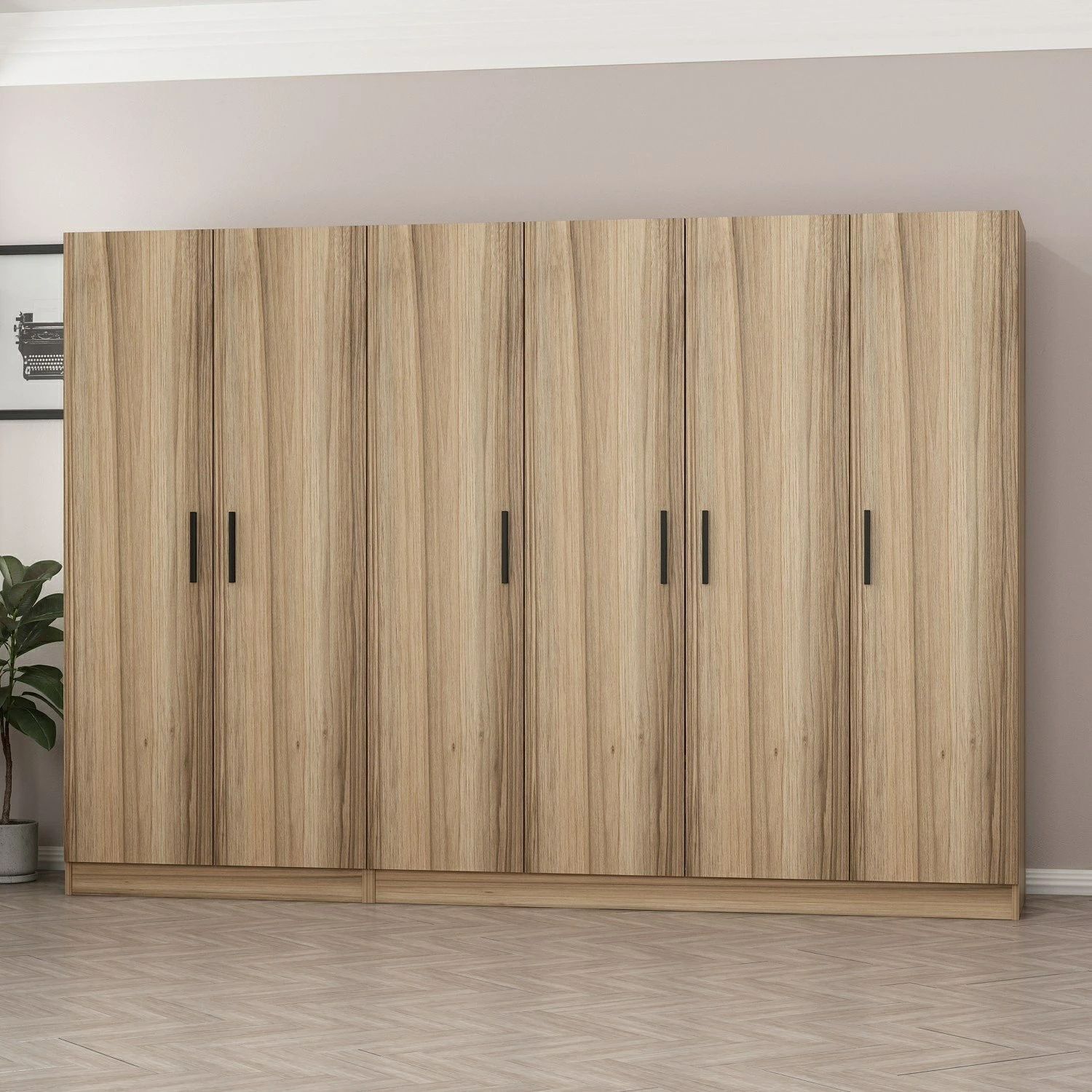 Dollap i madh për dhomë gjumi, ngjyrë dore, Skye Decor, 270x190x52cm