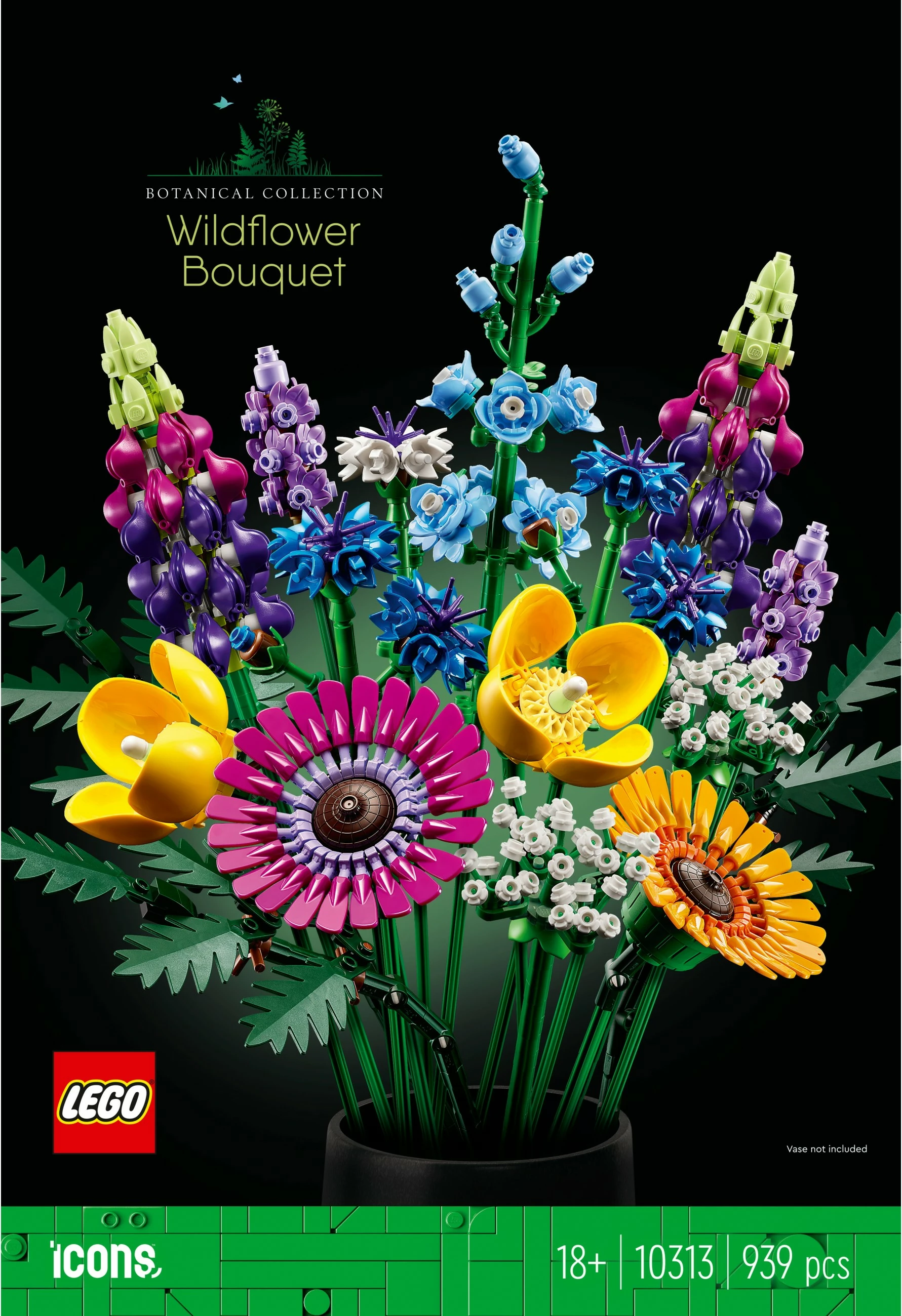 Set ndërtimi LEGO ICONS Wildflower Bouquet, 939 copë, shumëngjyrësh