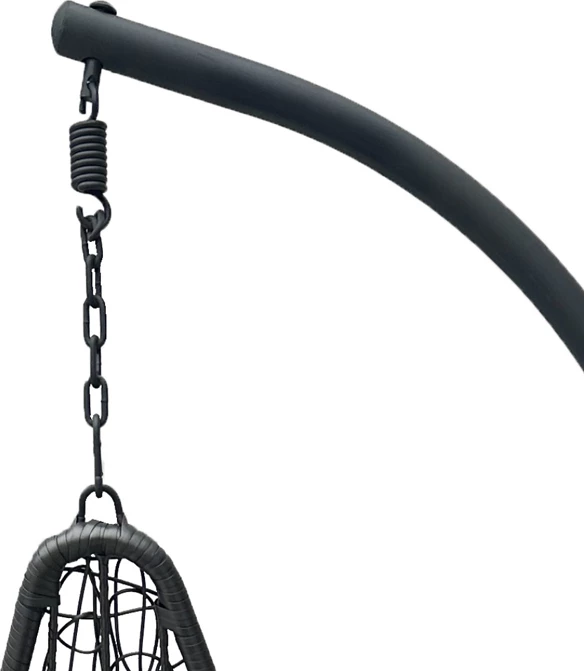 Karrige varëse Soleil, metal i zi, ratan natyral, jastëk i zi, 120x95x195cm