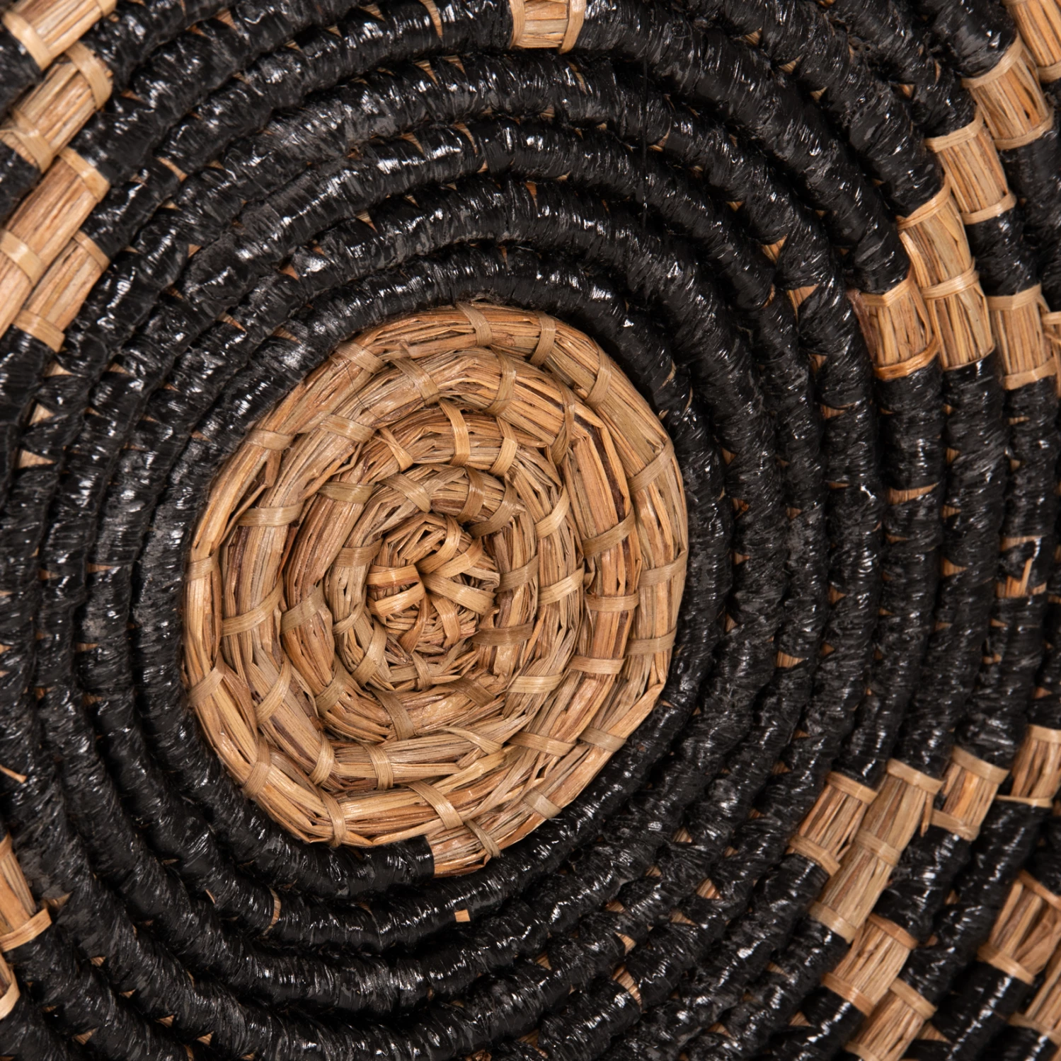 Dekor muri i rrumbullakët, bari Mendong, natyral-zi, FH7863, Φ51x6 cm