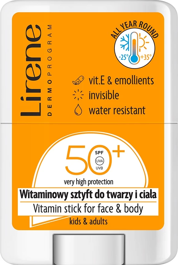 Stick për diell Lirene Vitamin Stick for Face and Body SPF50+, 15g