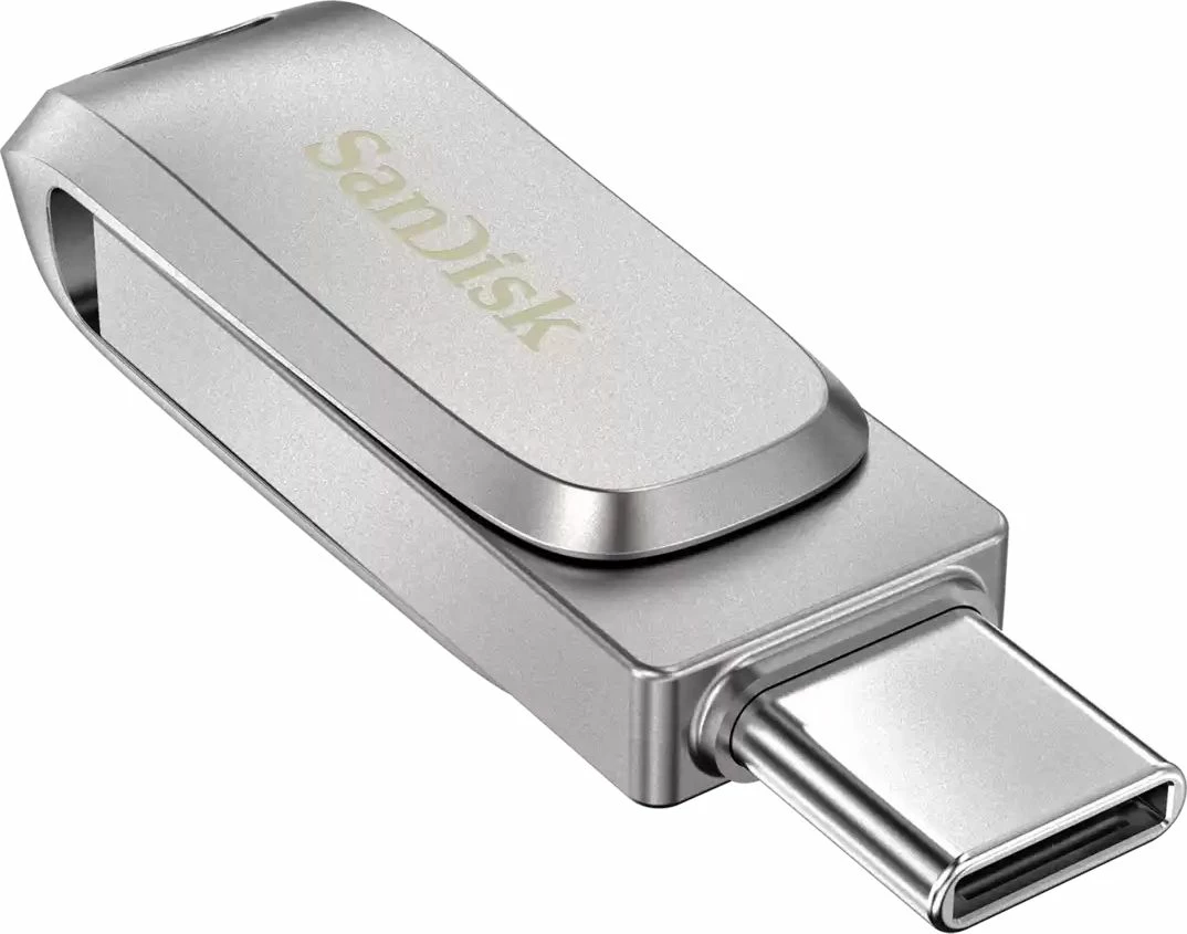 USB memorje SanDisk Ultra Dual Drive Luxe SDDDC4-128G-G46 128 GB, USB-C/USB-A, USB 3.2 Gen 1, metal, argjendtë