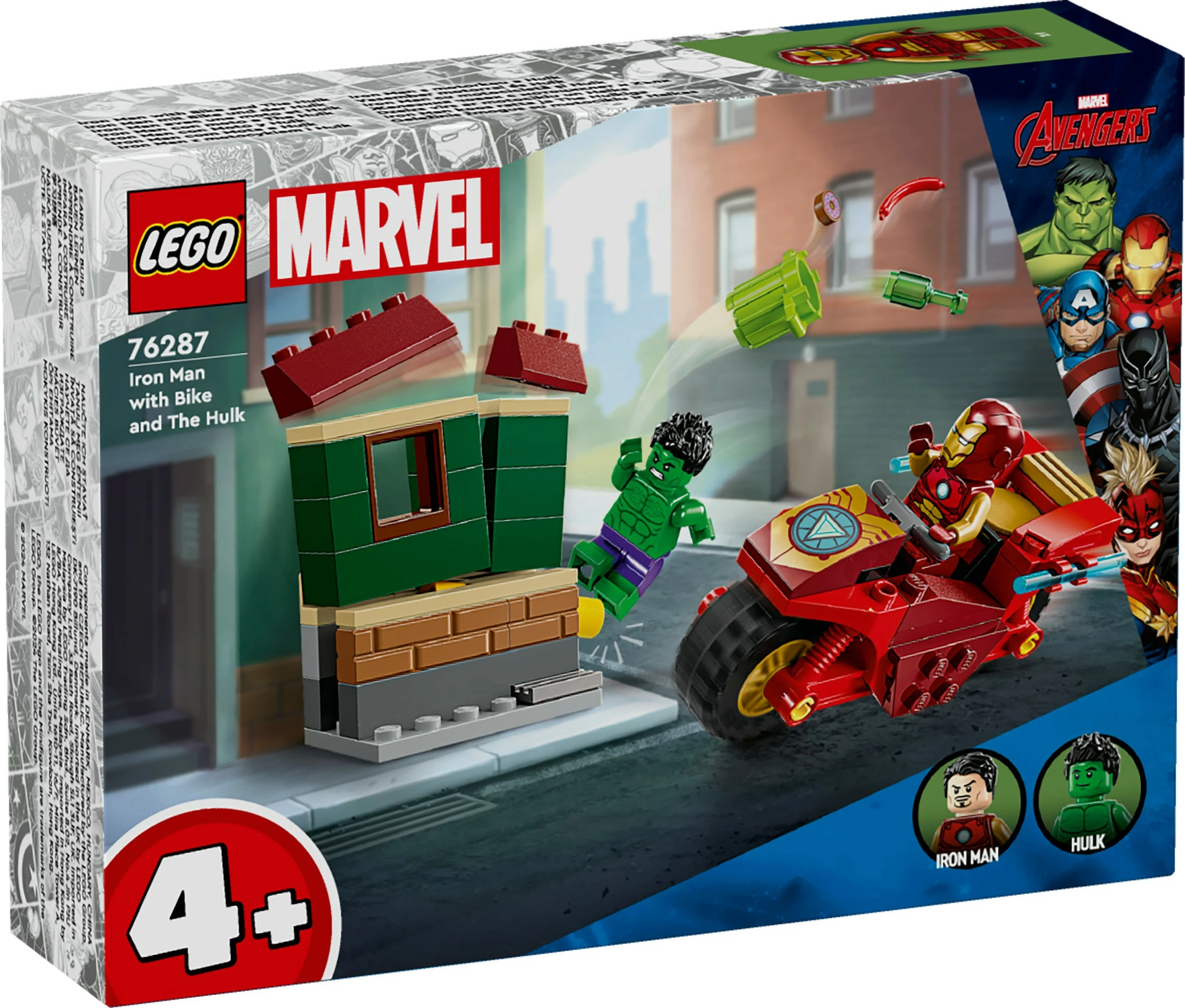Set ndërtimi LEGO Marvel 76287 Iron Man me motor dhe Hulk, shumëngjyrësh
