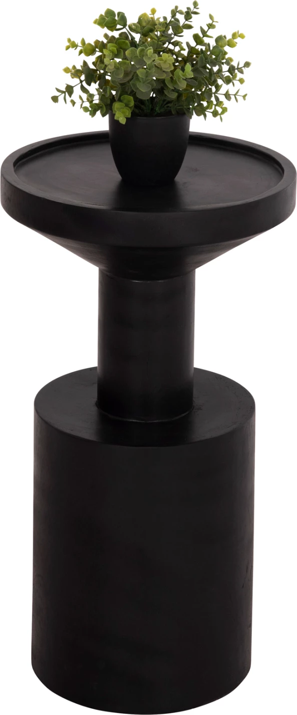 Tavolinë anësore BERMAL, dru suar i fortë, ngjyrë e zezë, FH9889.12, 35x65cm