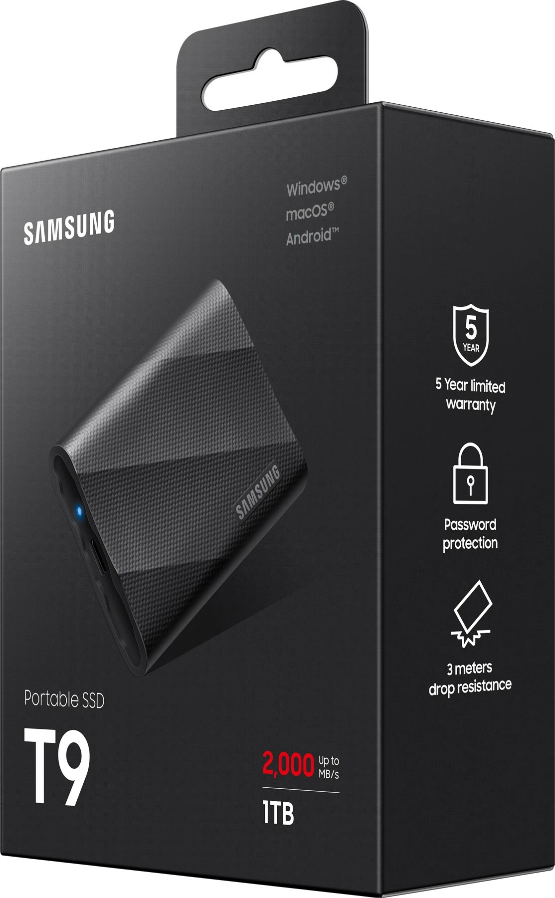 SSD Samsung MU-PG1T0B, 1 TB, USB Type-C, 2000 MB/s, e zezë