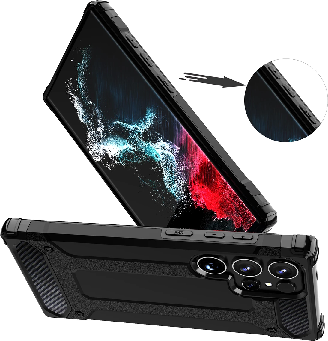 Mbështjellës Hurtel Hybrid Armor për Samsung Galaxy S25 Ultra, i zi