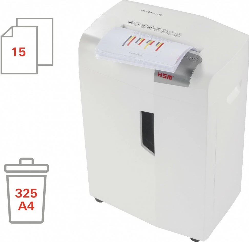 Makineri shkatërruese dokumentesh HSM shredstar X15, 26L, prerje cross-cut, e bardhë