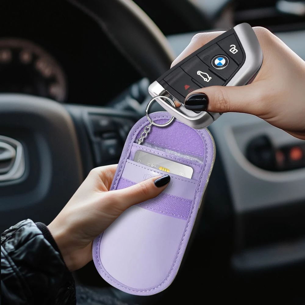 Mbështjellës çelësi makine Tech-Protect KLR100, bllokim RFID, vjollcë