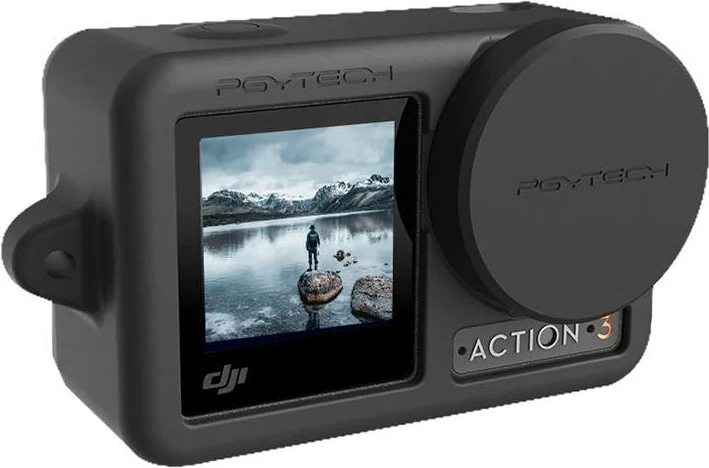 Mbështjellës silikoni PGYTECH për Osmo Action 3, i zi, me litar