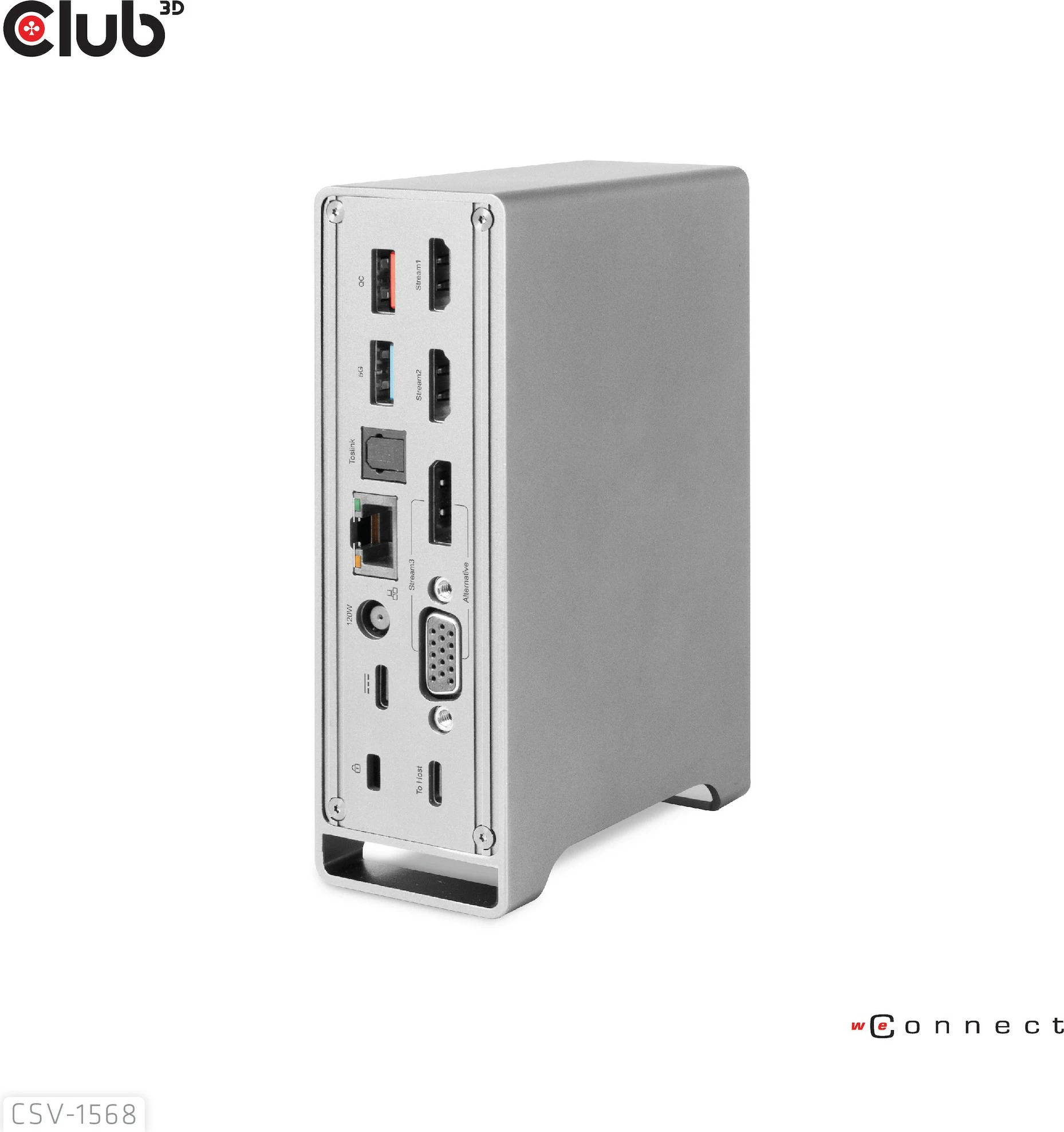 Docking station Club3D CSV-1568, 6xUSB3, DP, 2xHDMI, VGA, LAN, 120W, metal