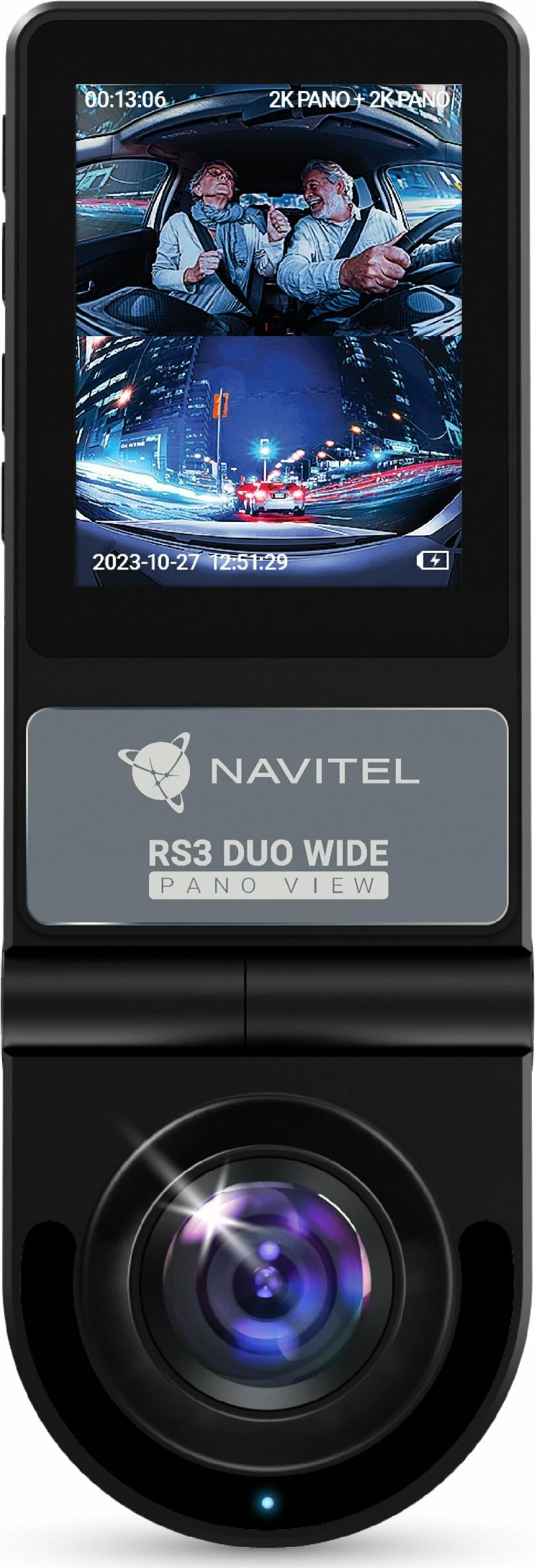 Video regjistrues për veturë Navitel RS3 Duo Wide 2K QHD, 2 kamera, microSD deri 512GB, ekran 2", i zi