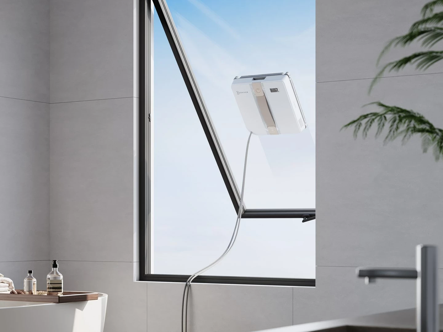 Robot pastrues dritare Ecovacs Winbot MINI, 3000 mAh, Bezhe