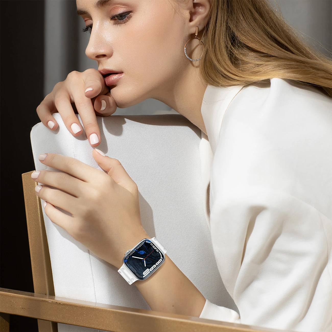Rrip për Apple Watch Hurtel Strap Triple Protection, TPU, i bardhë