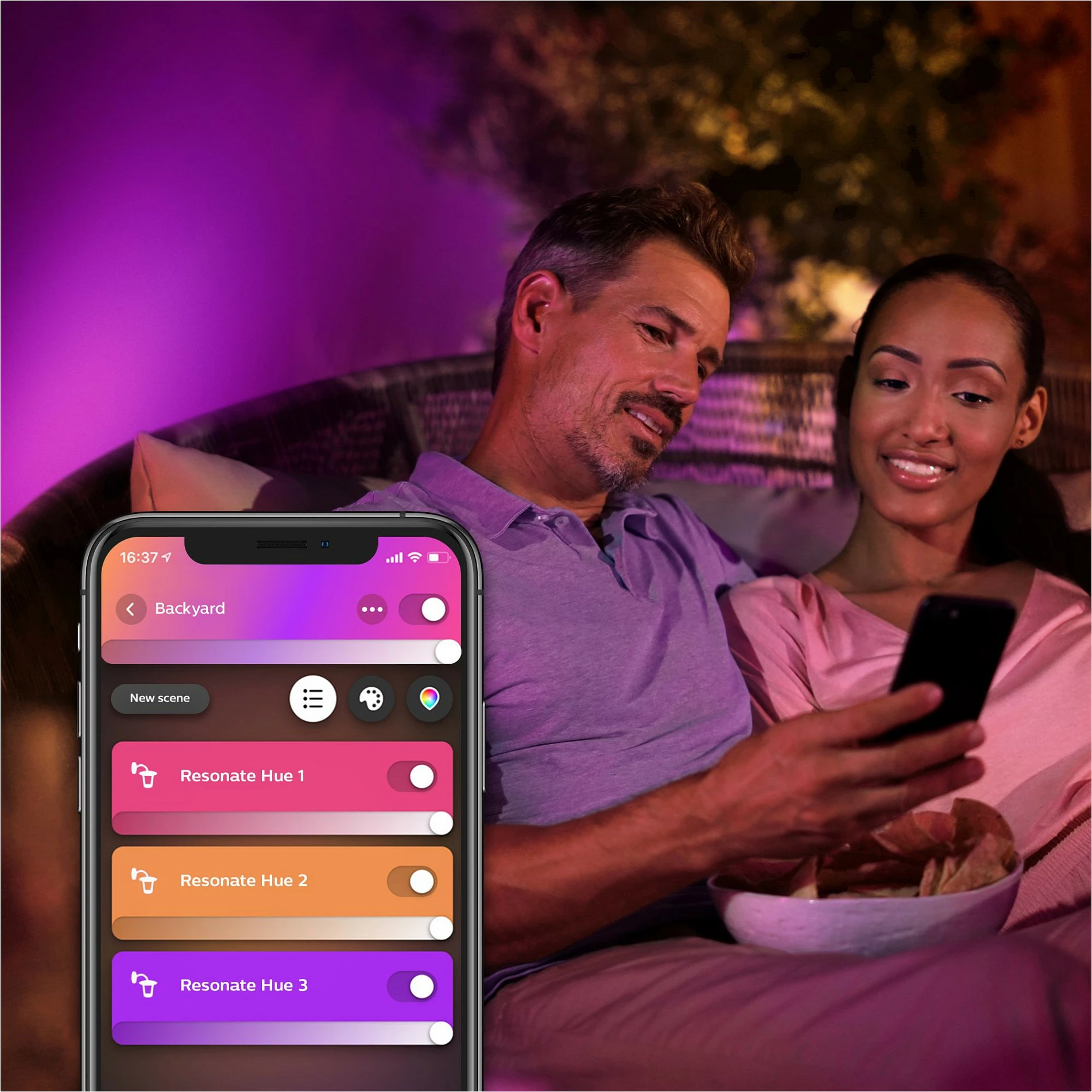 Llambë murale Philips Hue Resonate, LED, smart, çelik inox, dritë me ngjyra