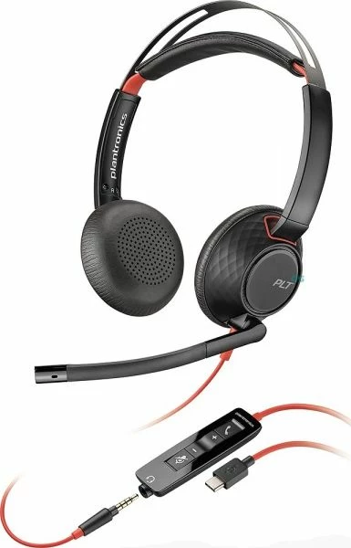 Kufje Poly Blackwire 5220 (207586-201) me mikrofon, USB-C & 3.5 mm, Duo, e zezë