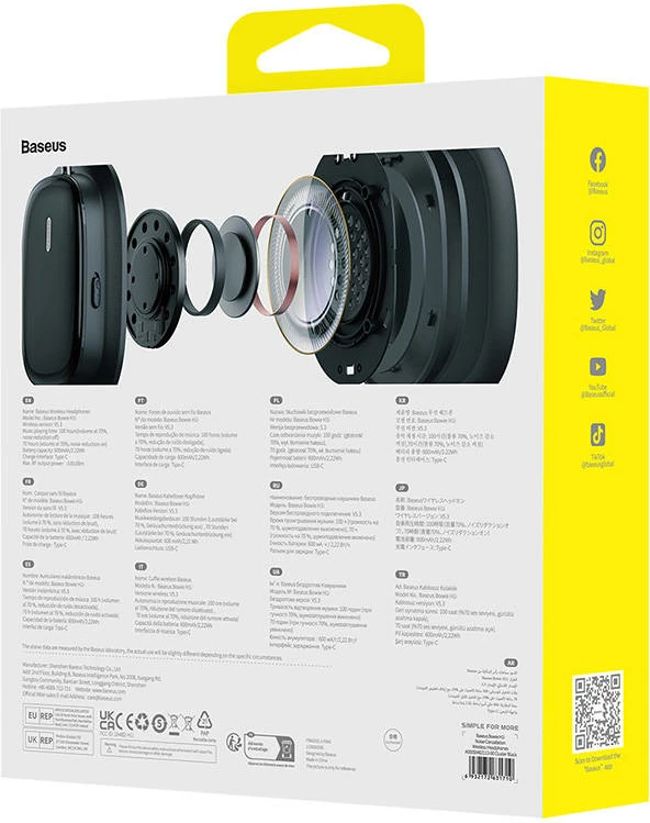 Kufje pa tela mbi-vesh, Baseus Bowie H1i, Bluetooth 5.3, ANC, Hi-Res, 40mm, deri 100h, e zezë