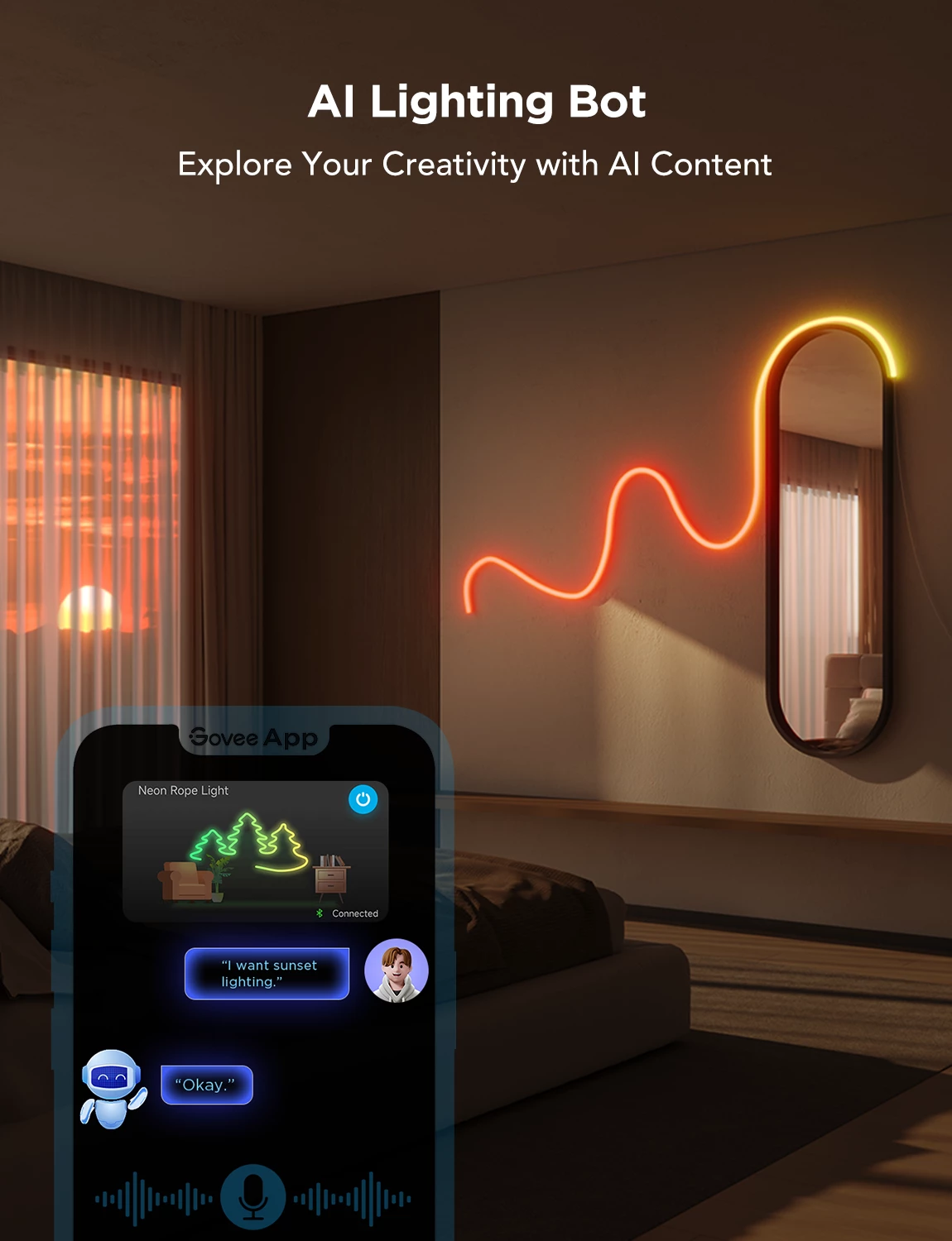 Shirit LED neon Govee Neon Rope Light 2S H61D4-W 4m RGBIC Bluetooth, i bardhë