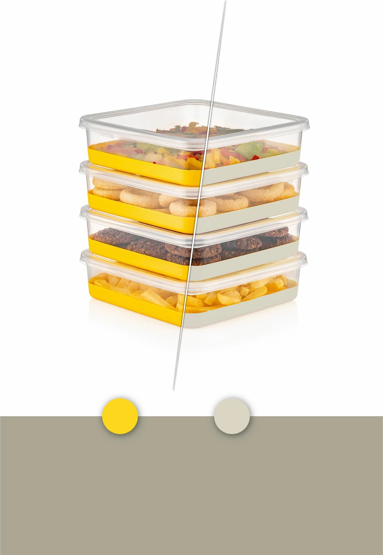 Set organizues për frigorifer (4 copë), Hermia, 4C, ngjyrë gri