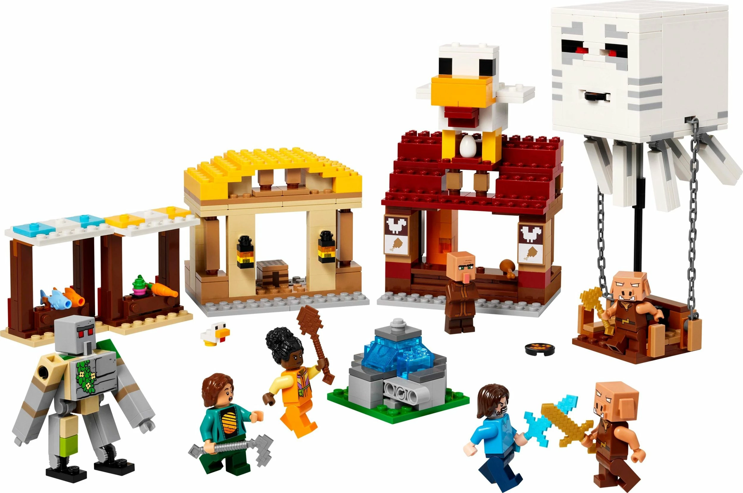 Set LEGO Minecraft Balloon Ghast Attacks the Village 21273, 555 pjesë