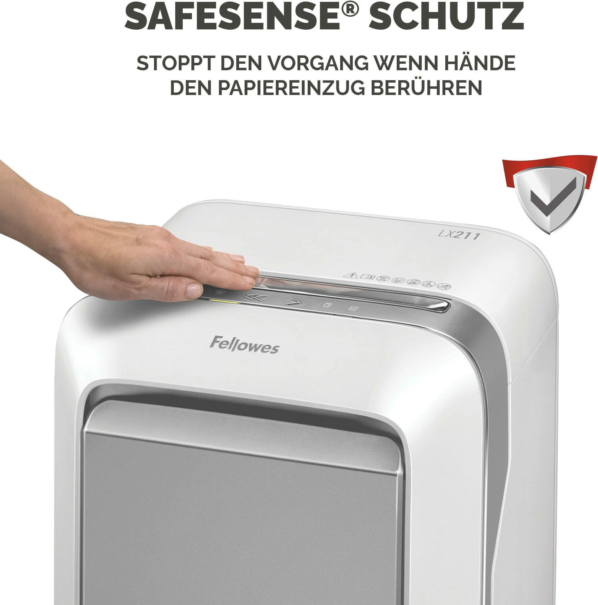 Shredder Fellowes LX21, Micro-cut, 23 L, 15 fletë, Gri/Bardhë