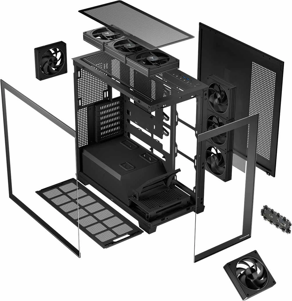 Kasë MODECOM STELLAR 8F ARGB, Midi Tower, e zezë