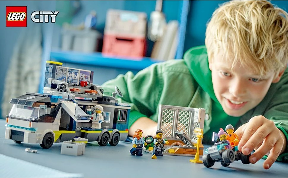 Set ndërtimi LEGO City Police Mobile Crime Lab Truck 674 pjesë, shumëngjyrësh