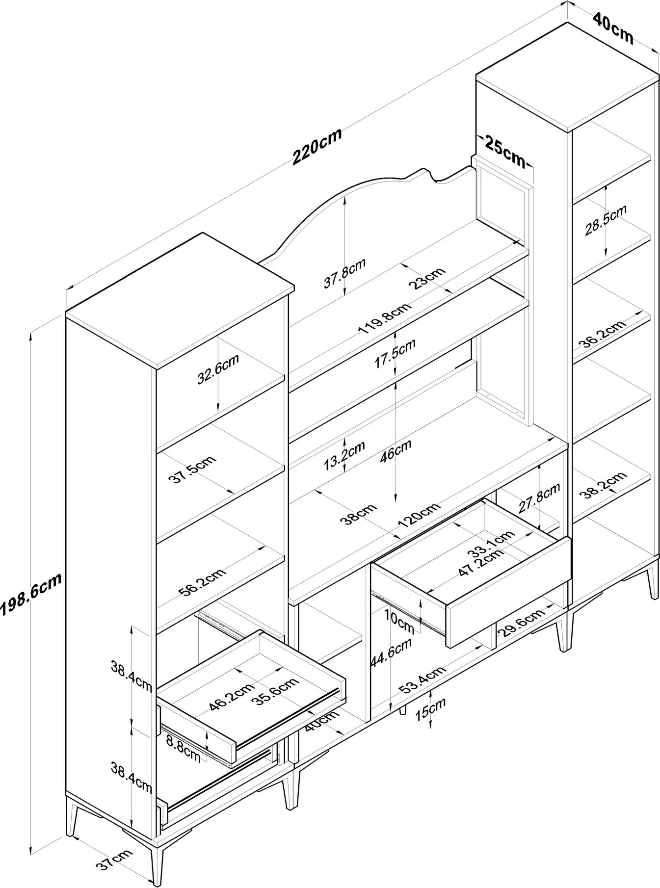 Dollap multifunksional, ngjyrë e bardhë, Skye Decor, JE150 - 3082