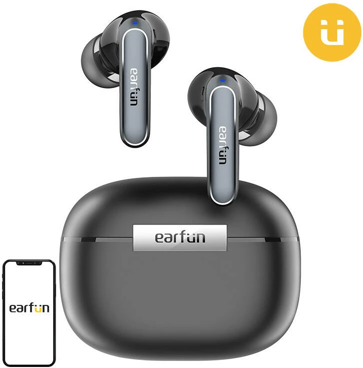 Kufje TWS EarFun Air2, Bluetooth 5.3, LDAC, IPX7, të zeza