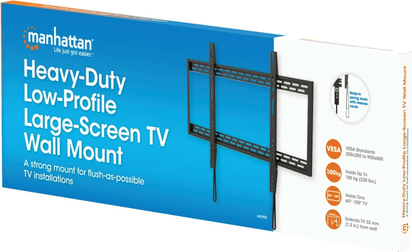 Mbajtëse muri për TV Manhattan 461993, për 60-100 inç, 100 kg, e zezë