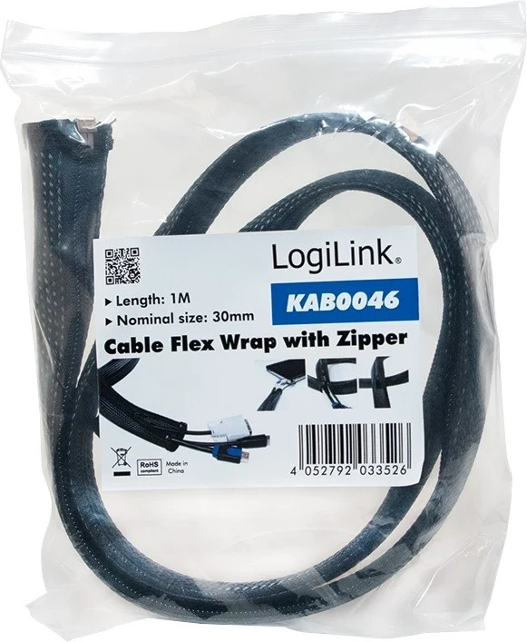 Grilë organizuese kabllosh LogiLink, 1.0m x 30mm, e zezë