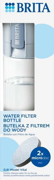 Shishe filtruese uji Brita Vital 600 ml, pastel blu, set me 2 MicroDisc filtra