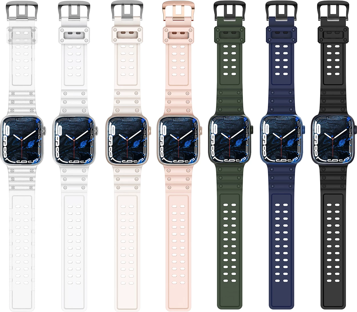 Rrip Apple Watch Hurtel Strap Triple Protection, për seri 1-9 & SE, 38/40/41mm, Transparent