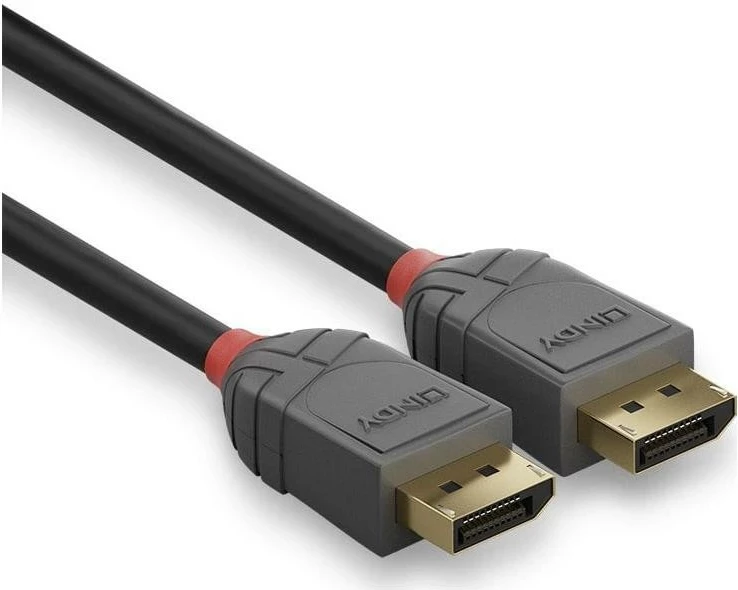Kabëll DisplayPort Lindy Anthra Line 8K UHD, 1m, i zi