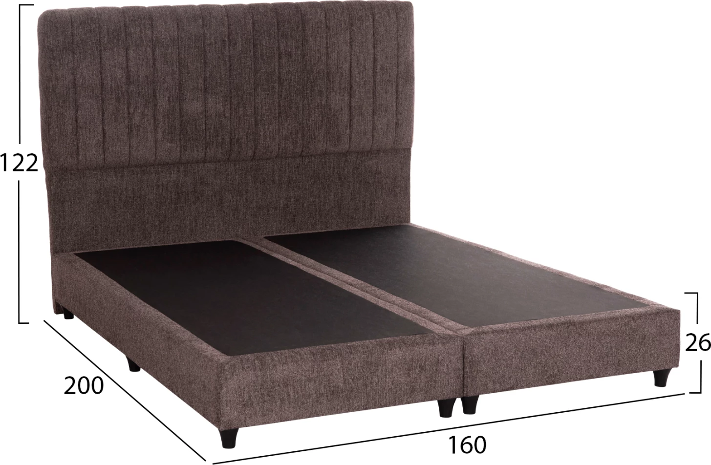 Krevat dopio HILDA, stof boucle ngjyrë kafe, FH717.02, për dyshek 160x200cm