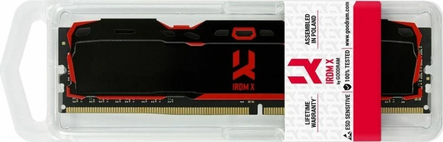 RAM memorje GoodRam IRDM X IR-X3200D464L16SA/8G 8GB DDR4 3200MHz CL16 UDIMM Low Profile, e zezë, 1 copë