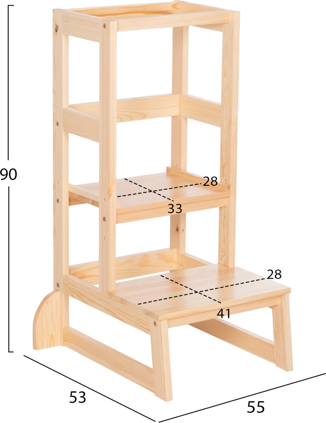 Kullë mësimi për fëmijë Montessori PEPE, dru pishe natyral, FH9291.01, 55x53x90cm