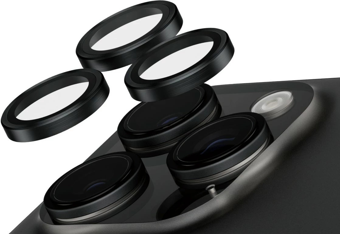 Mbështjellës kamerash PanzerGlass për iPhone 16 Pro, i zi