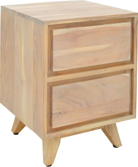 Komodinë anës krevati Emira, dru akacie, ngjyrë natyrale, 40x40x54cm