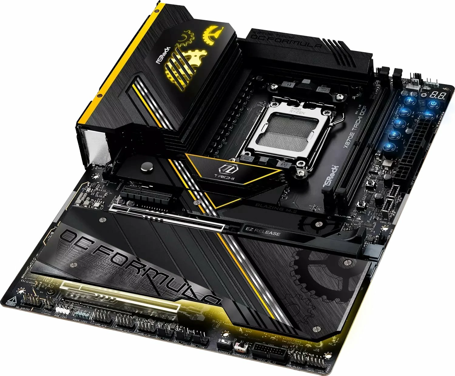 Pllakë amë ASRock X870E Taichi OCF, AM5, ATX, DDR5 128GB, Wi‑Fi 7, e zezë me detaje ari