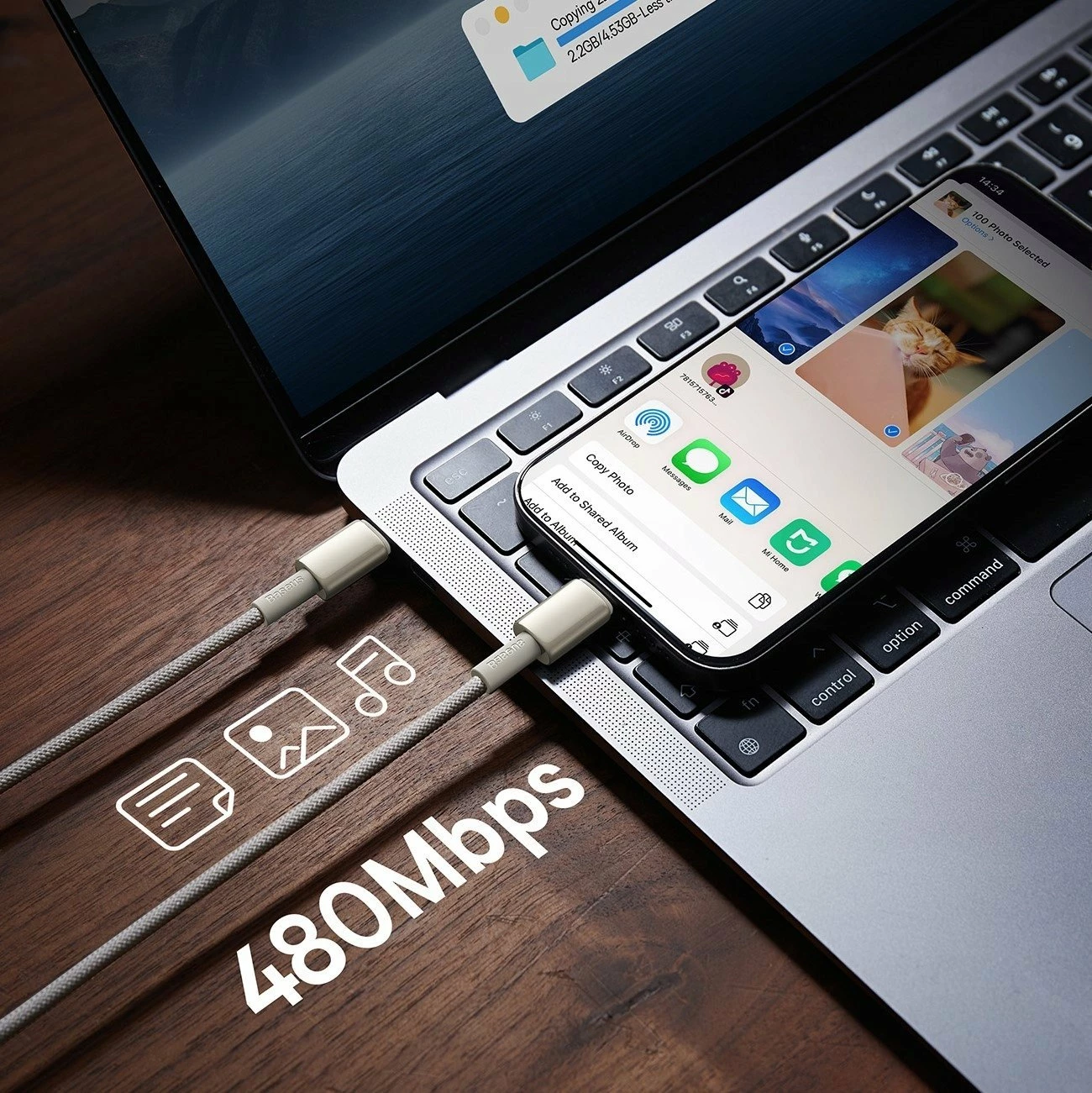 Kabllo USB-C Baseus Tungsten Gold P10319800G21-01, 2 m, PD 100W, 5A, USB-C në USB-C, e artë