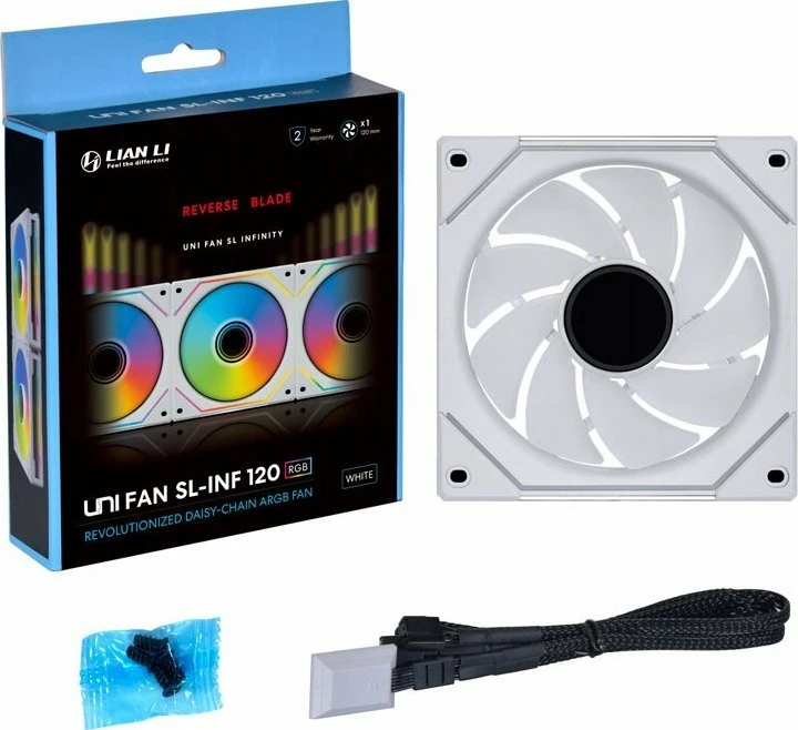 Ventilator për kasë PC Lian Li UNI FAN SL-INF 120 Reverse Blade UF-RSLIN120-1W 120mm ARGB PWM, i bardhë, 1 copë