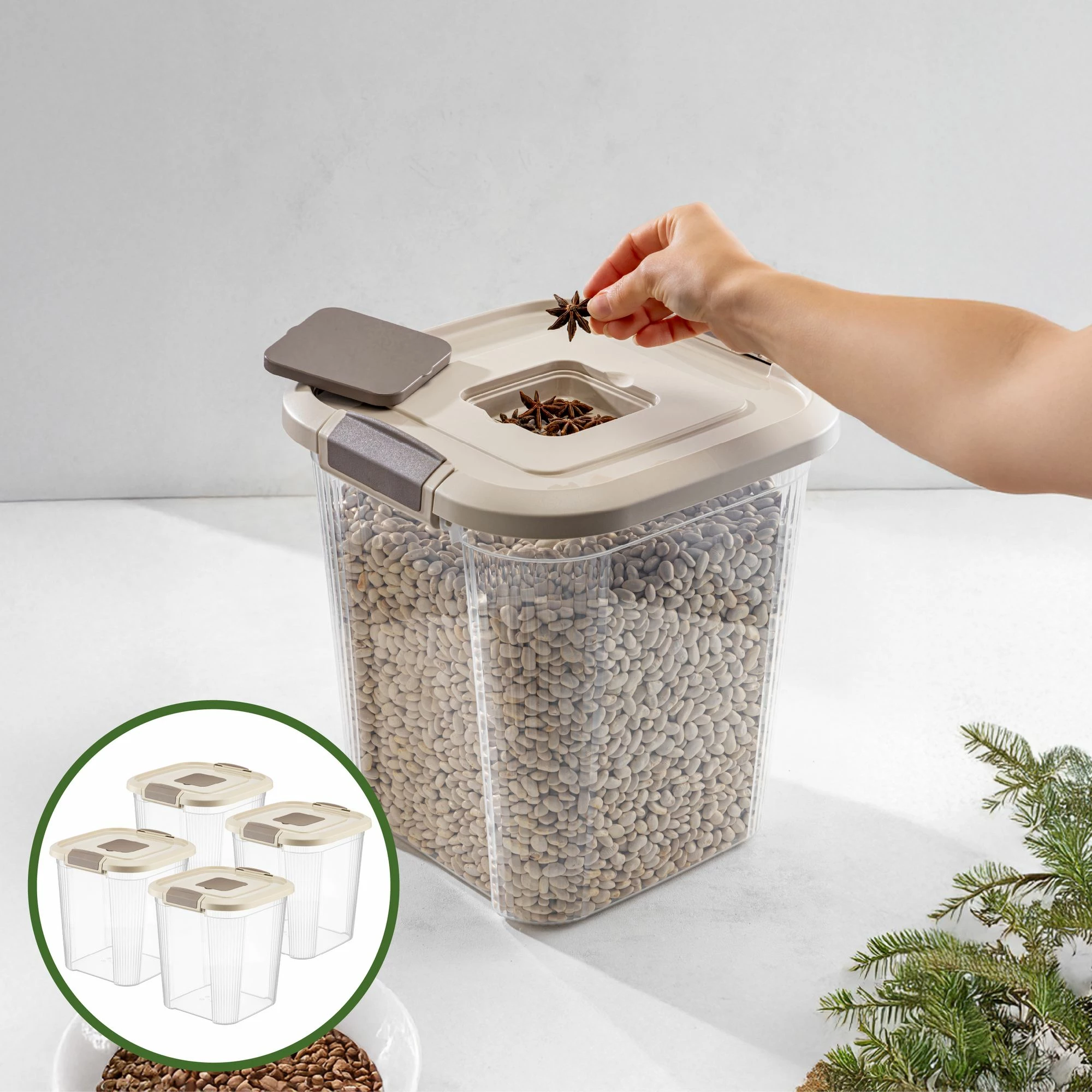 Kuti plastike për organizim, ngjyrë bezhë, Hermia Concept Bnm-0094-4Lu, 28x27x29cm, 12L