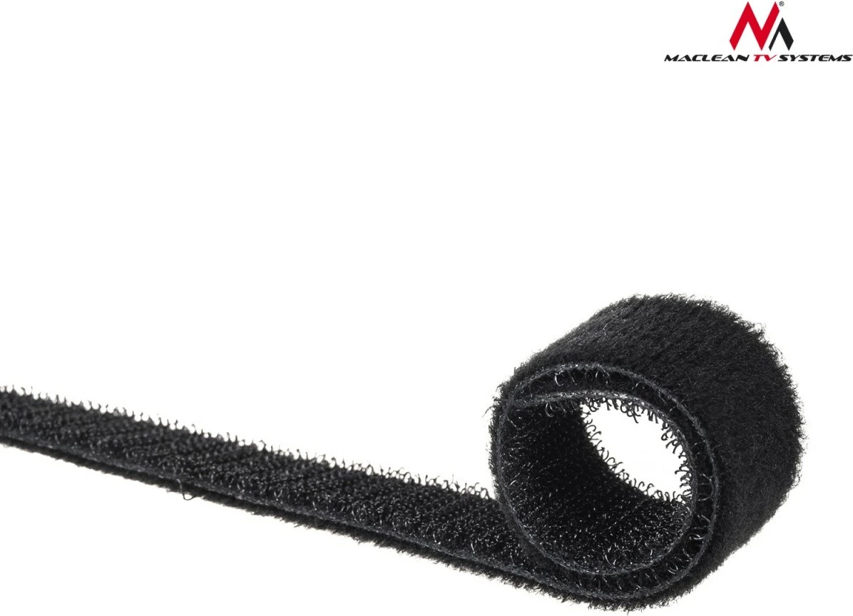 Organizues kabllosh Maclean MCTV-542, shirit hook and loop, 15.3m, 20mm, zi