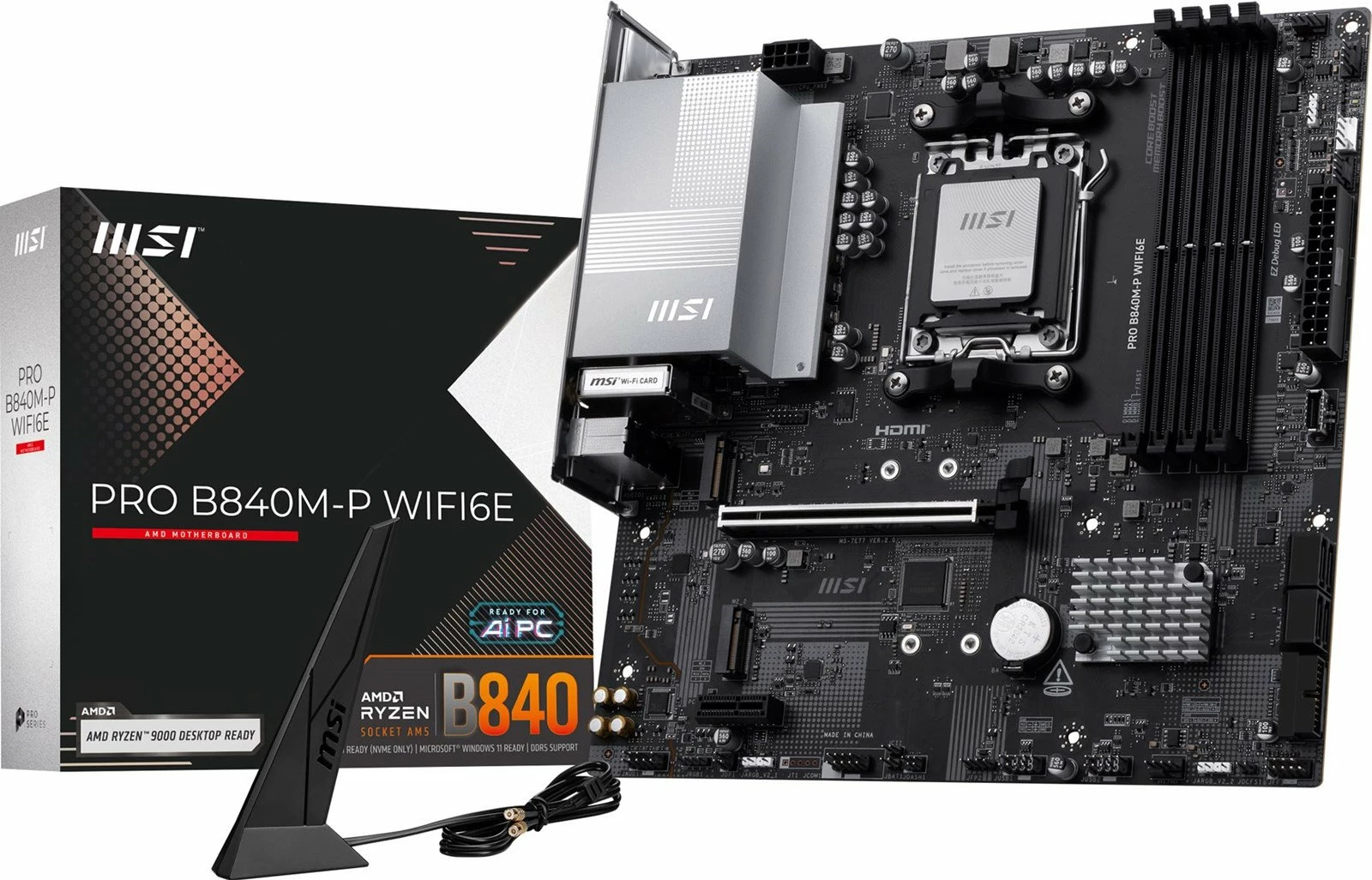 Pllakë amë MSI PRO B840M-P WIFI6E, AM5, Micro ATX, DDR5 deri 256GB, Wi‑Fi 6E