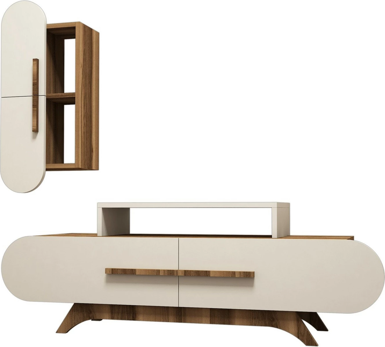 Njësi TV Hanah Home, Rose S, ngjyrë arre dhe krem