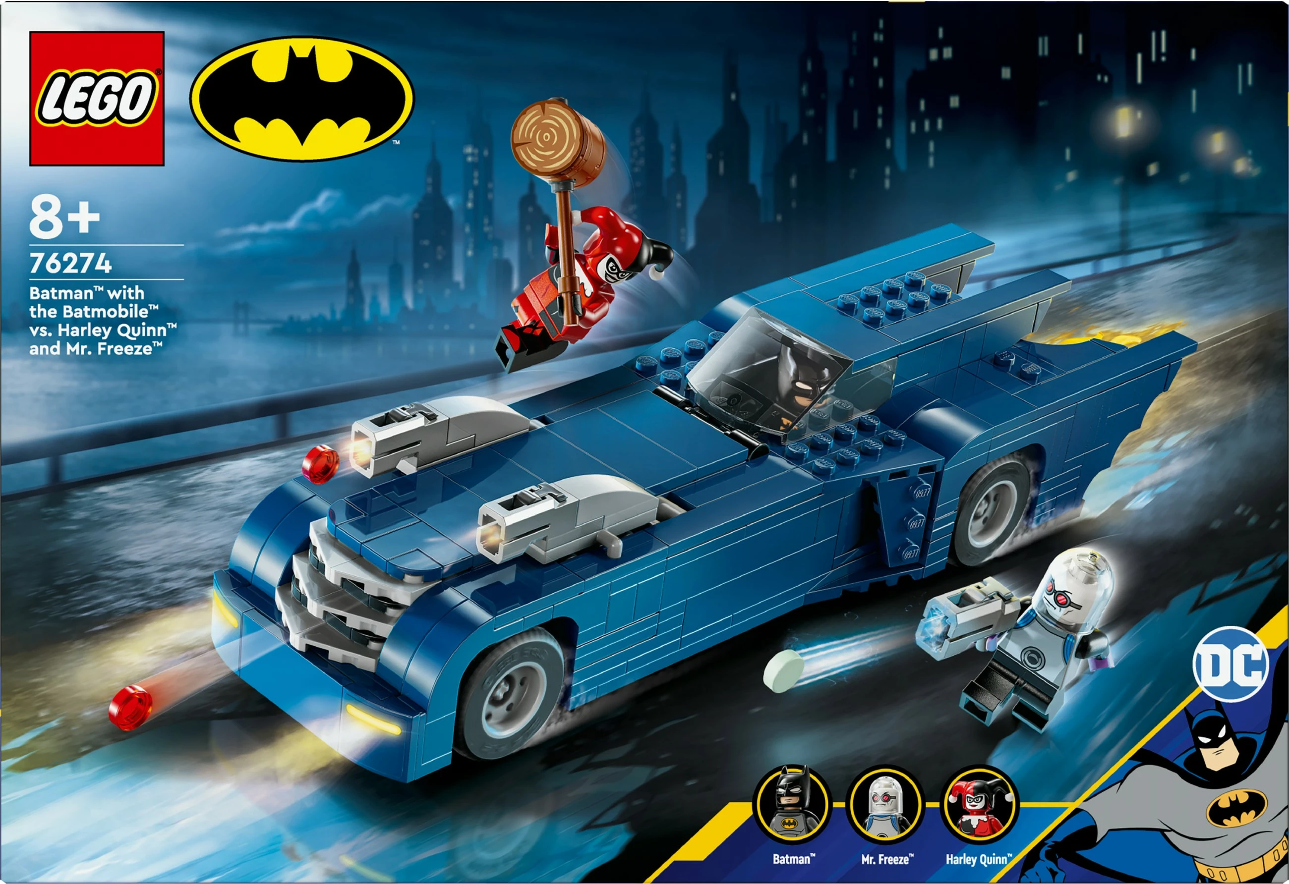 Set ndërtimi LEGO Batman me Batmobile, Harley Quinn dhe Mr. Freeze, 435 pjesë