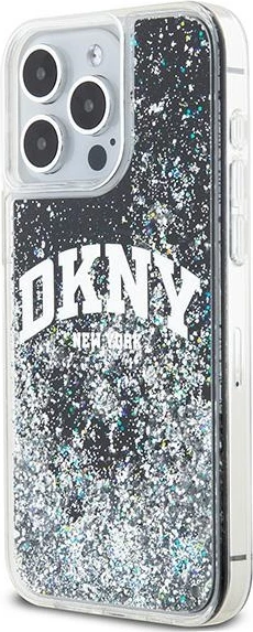Mbështjellës celular DKNY Liquid Glitter Big Logo për iPhone 13 Pro Max, i zi