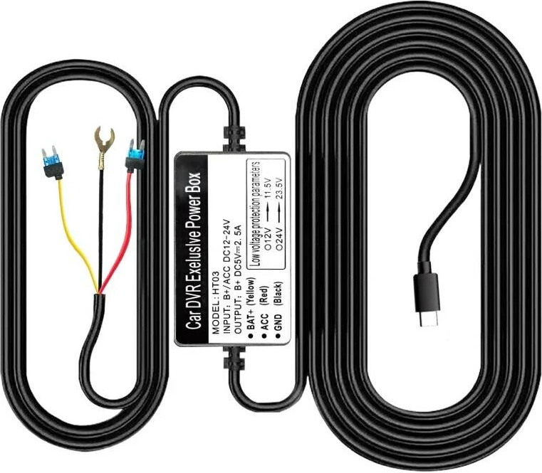 Set kabllo USB-C Azdome HT03 për video regjistrues makine, i zi